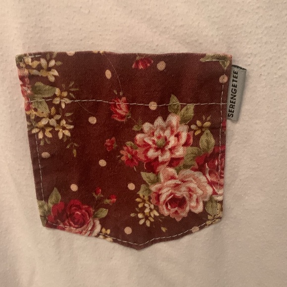 Beautiful 2 Tone Serengtee 3/4 Sleeve Tshirt w/Flower Front Pocket SZ Small 😍 - Picture 2 of 6